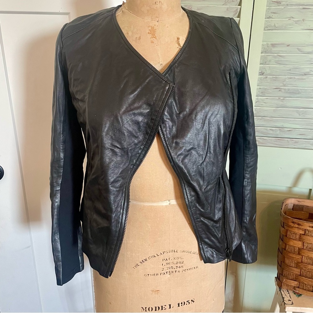 Soft black leather Moto jacket